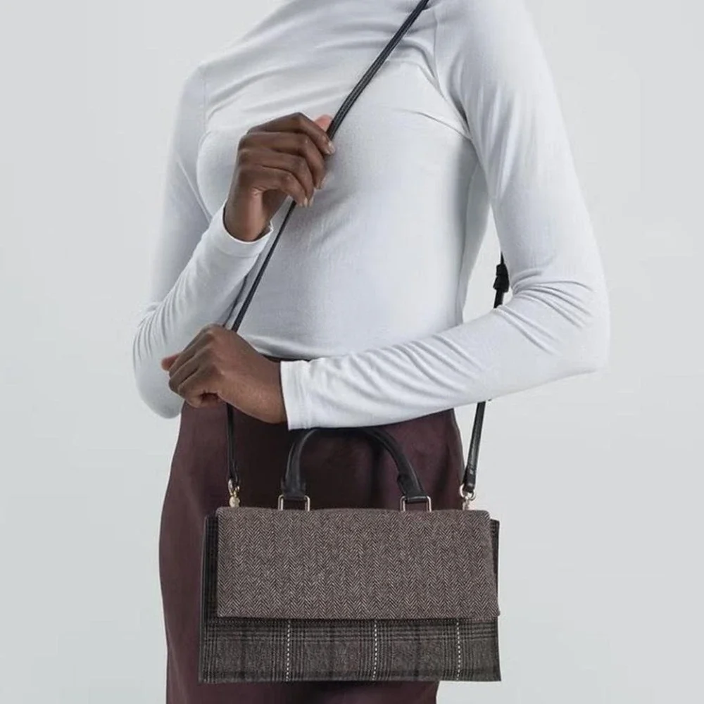 Charles & Keith 025 BGS Plaid Envelope Top Crossbody‎ Bag Preppy Academia Purse